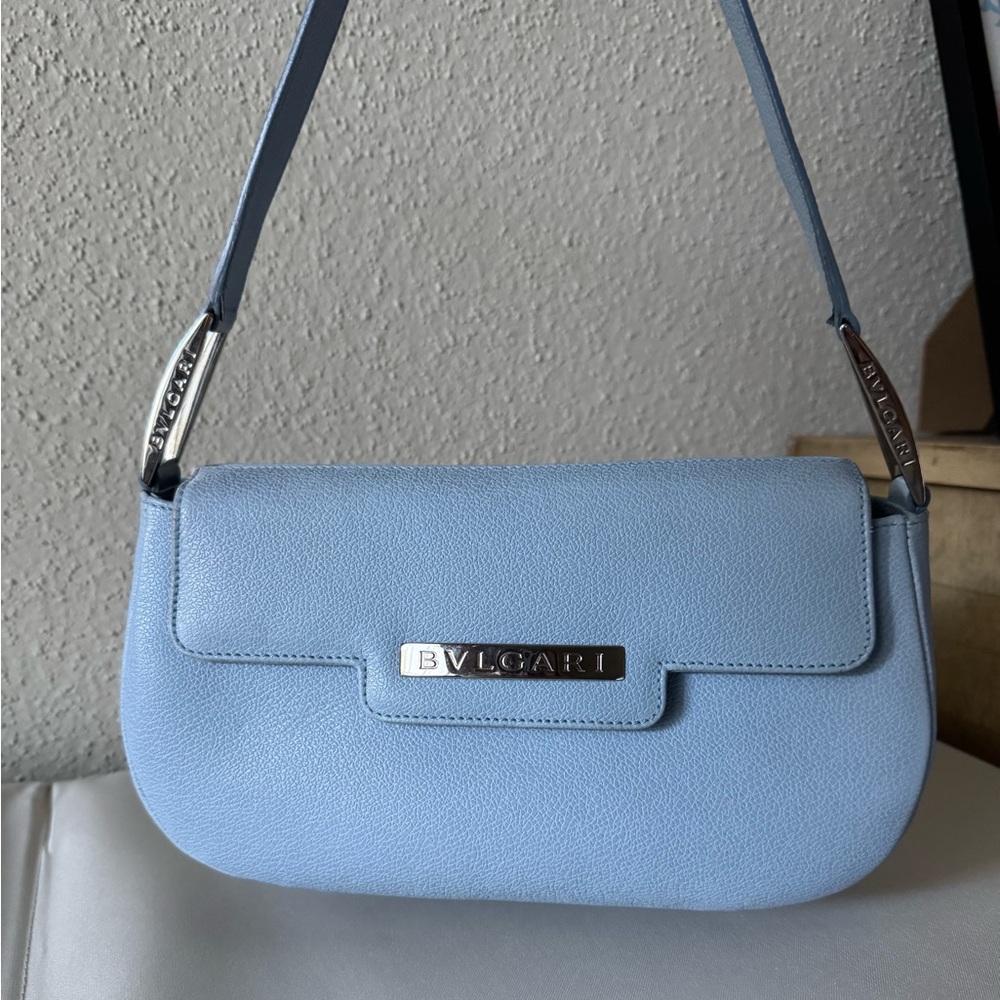 Bvlgari blue leather handbag